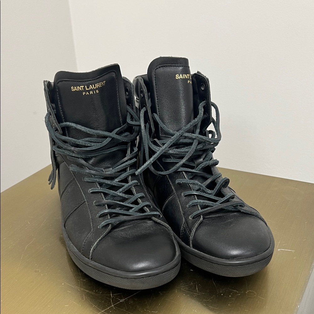 Saint Laurent Black High-Top Fringe Sneakers